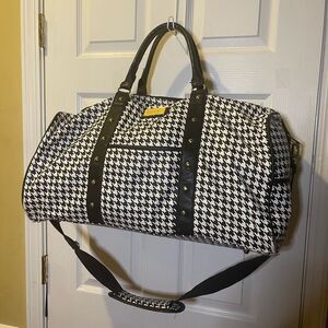 Nicole Miller polyurethane Black and White Duffel Bag with Houndstooth Pattern